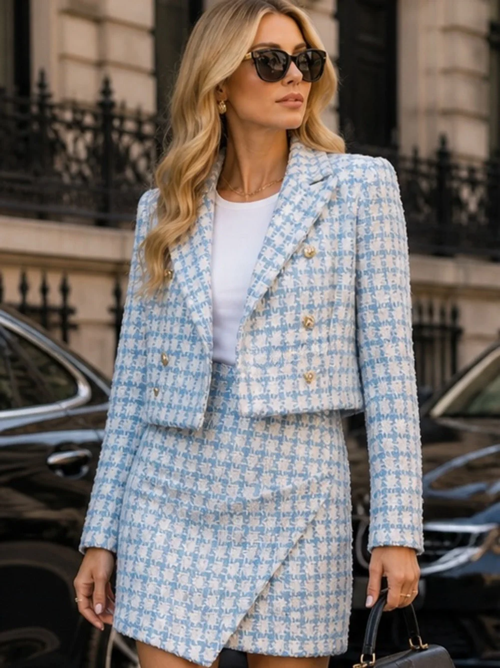 Jason Wu Blue Tweed Jacket & Mini Skirt Suit Set NWT Size 0 Luxury Designer